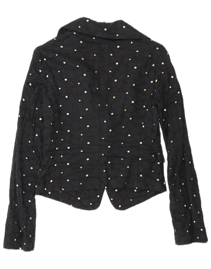 Benetton Γυναικείο Μπουφάν Blazer Crop 2 Button IT 42 Medium Black Spotted