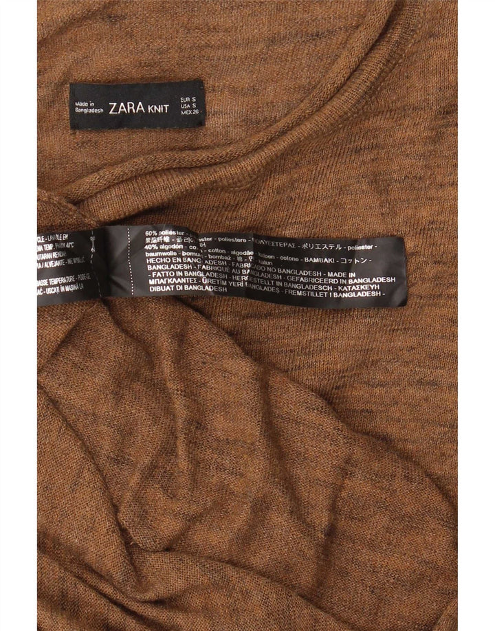 Zara Γυναικείο ασύμμετρο φόρεμα άλμα UK 10 Μικρό καφέ πολυεστέρας