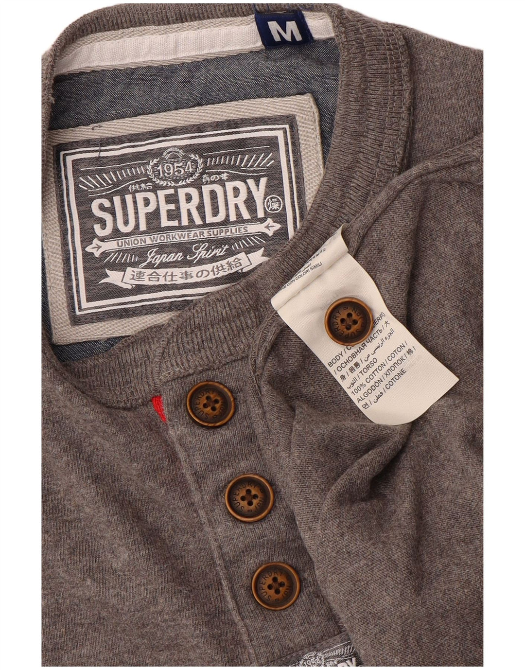 Ανδρικό μπλουζάκι Superdry με μακρυμάνικο μεσαίο γκρι βαμβακερό