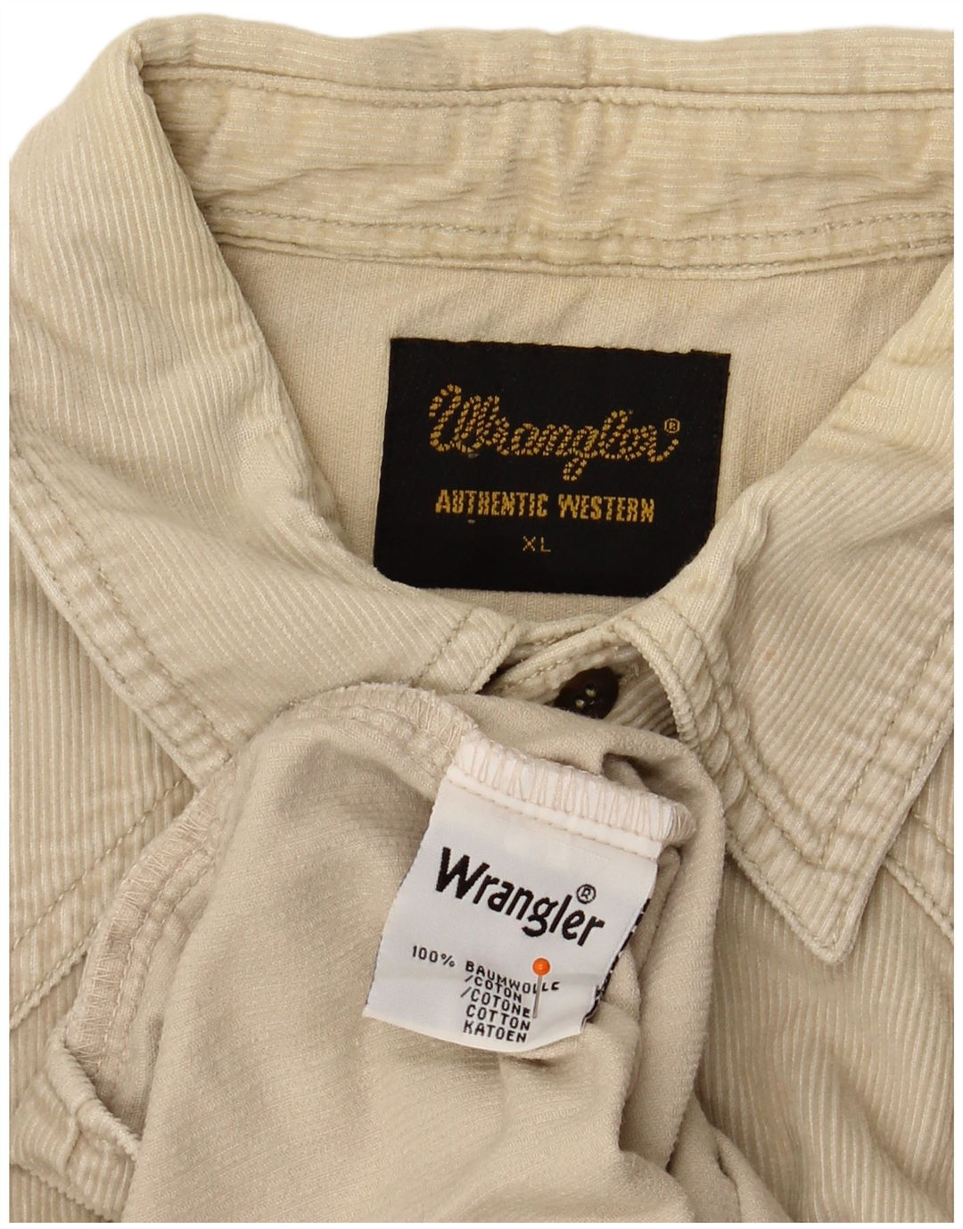 WRANGLER Ανδρικό πουκάμισο Western Κοτλέ XL Μπεζ βαμβακερό