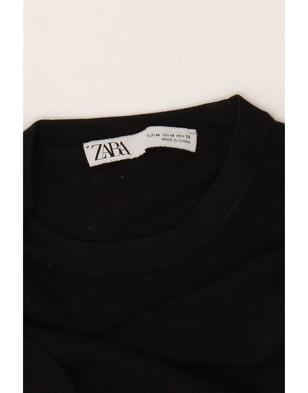 Zara Γυναικείο πουλόβερ με λαιμόκοψη UK 12 Medium Μαύρο