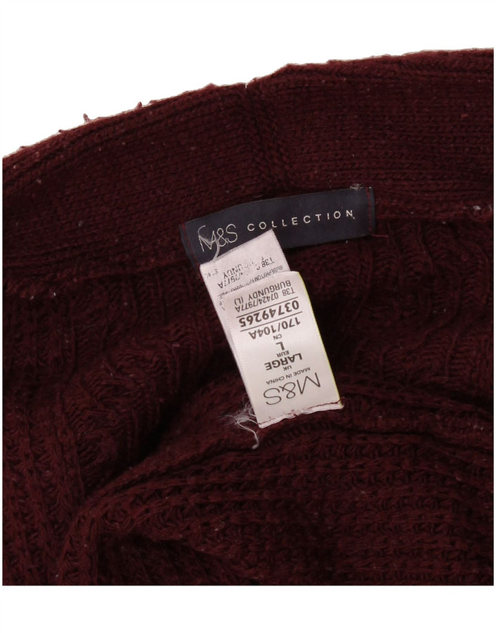 MARKS & SPENCER Womens Oversized Cardigan Sweater UK 16 Large Burgundy Vintage Marks & Spencer and Second-Hand Marks & Spencer from Messina Hembry 