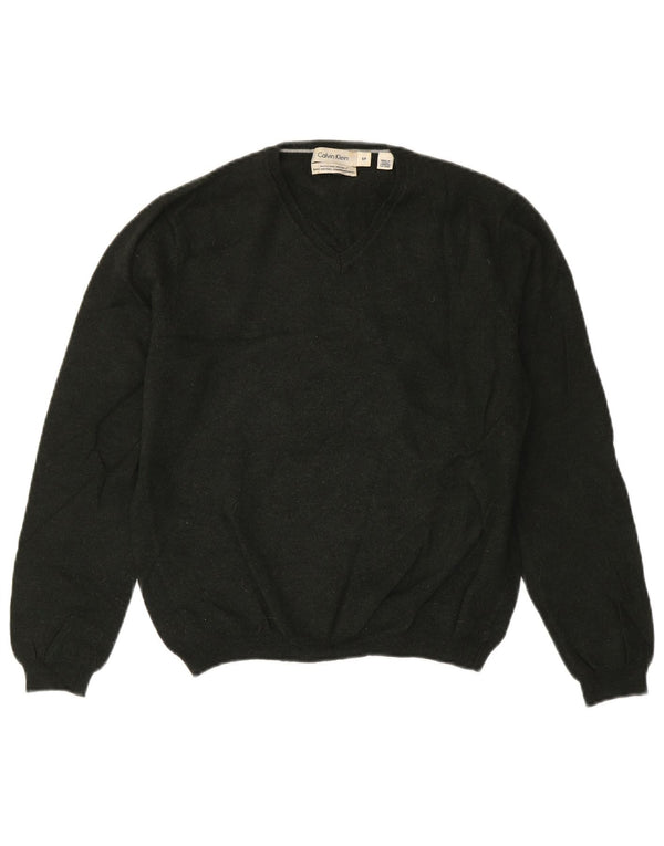 Γυναικείο πουλόβερ Calvin Klein με V λαιμόκοψη UK 10 Small Green Merino Wool