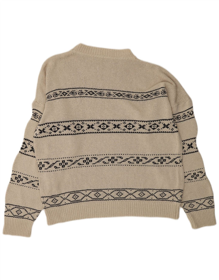Πουλόβερ KAOS Mens Crew Neck Jumper Large White Fair Isle