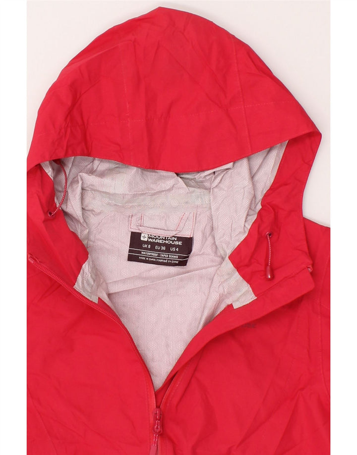 MOUNTAIN WAREHOUSE Womens Hooded Rain Jacket UK 8 Small Red Polyester Vintage Mountain Warehouse and Second-Hand Mountain Warehouse from Messina Hembry 
