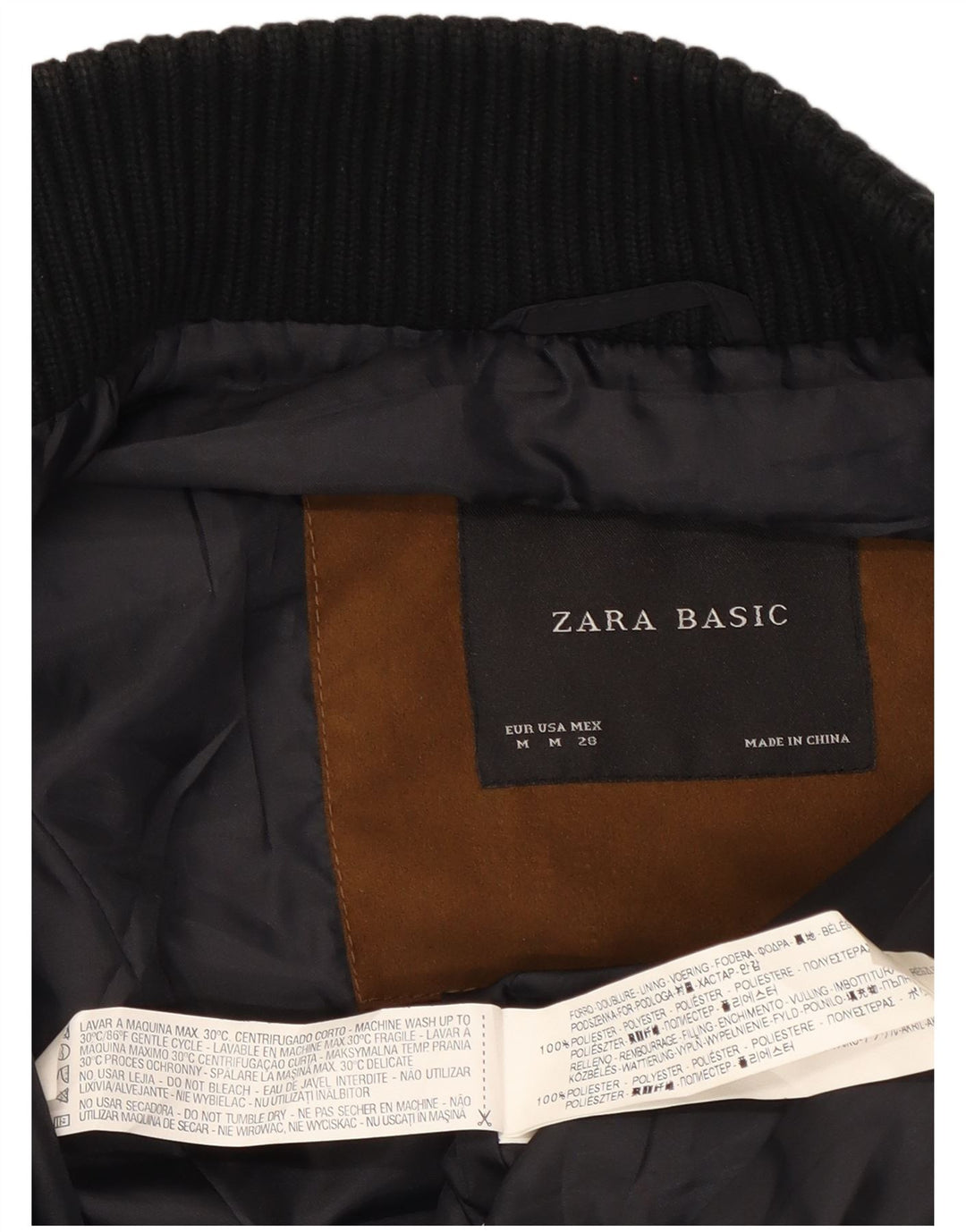 Zara Γυναικεία καπιτονέ Gilet UK 12 Medium Black Colourblock Polyester