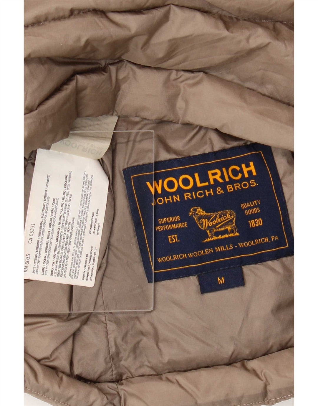 Woolrich Γυναικείο μπουφάν με επένδυση UK 12 μεσαίου καφέ νάιλον