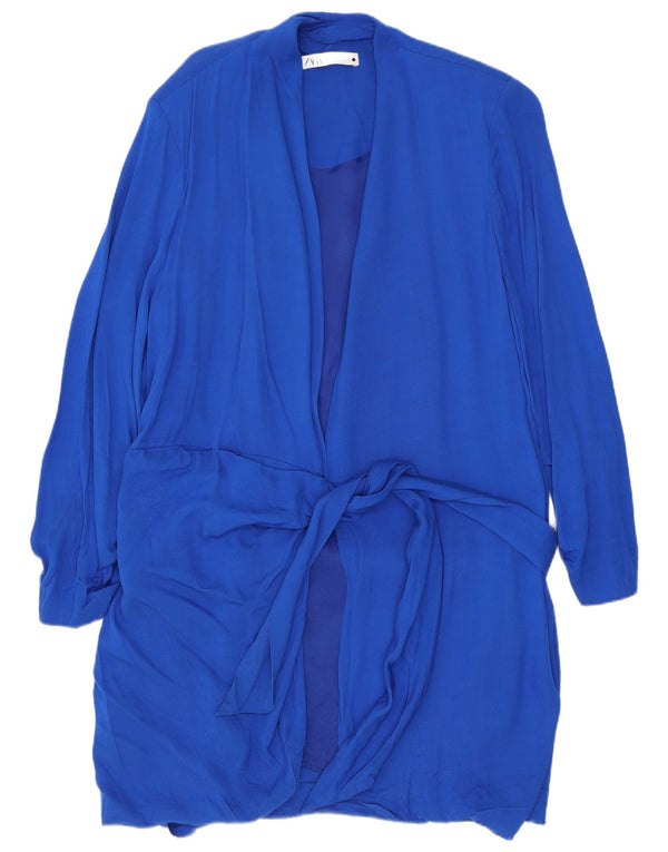 Zara Γυναικεία Ζακέτα Longline Top UK 20 2XL Blue Viscose