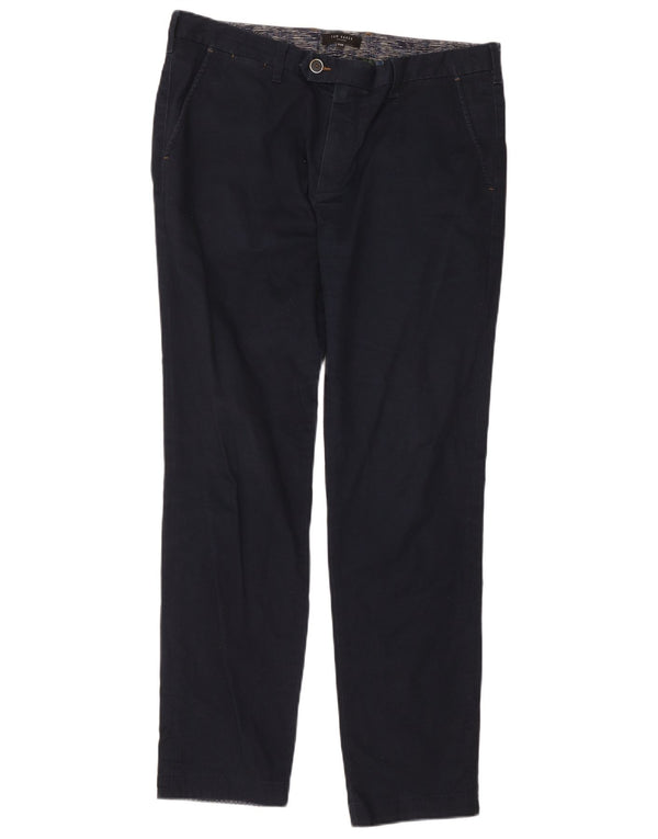 Ted Baker Ανδρικό ίσιο παντελόνι W34 L31 Μπλε ναυτικό γεωμετρικό βαμβάκι