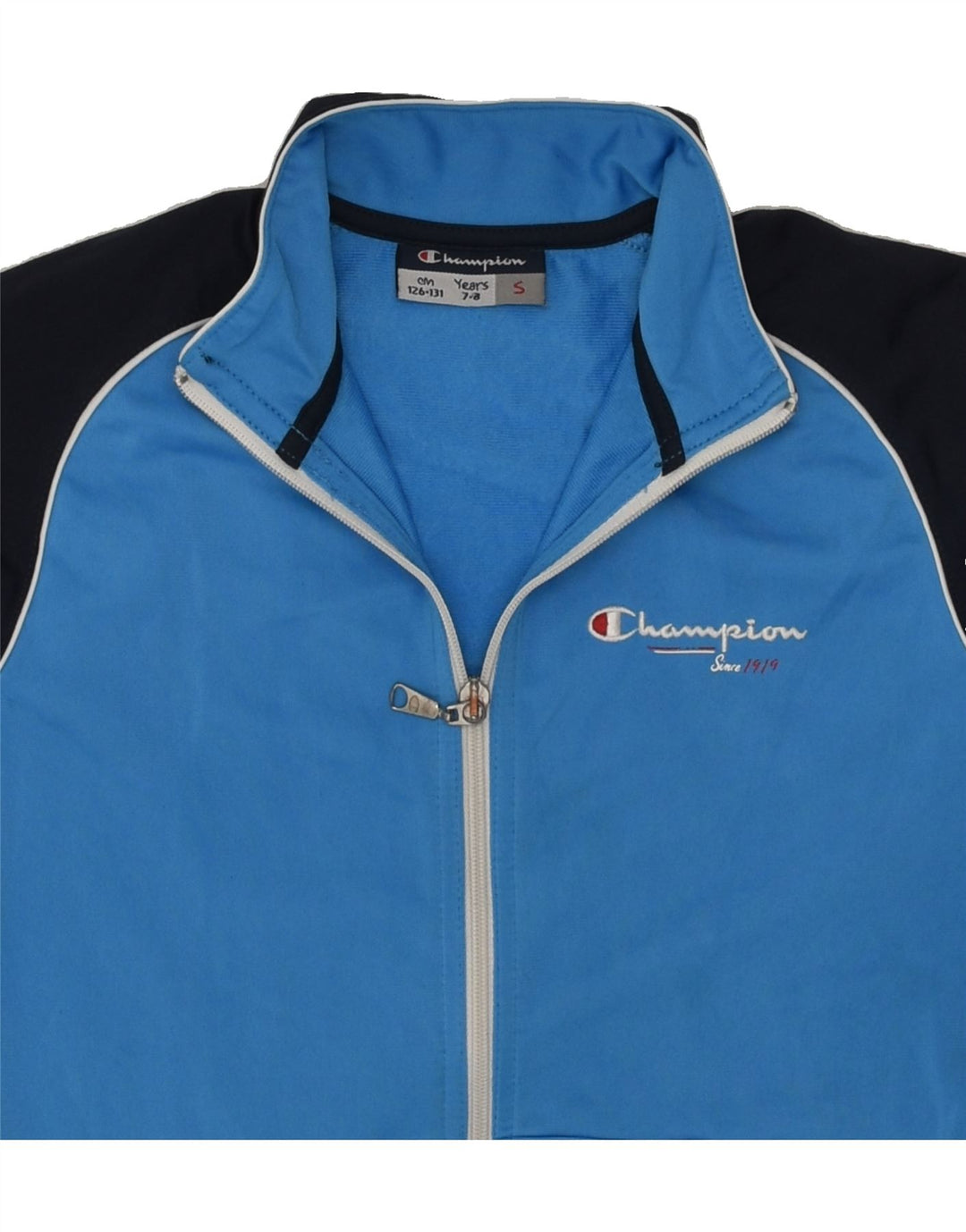 CHAMPION Boys Tracksuit Top Jacket 7-8 Years Small Blue Colourblock | Vintage Champion | Thrift | Second-Hand Champion | Used Clothing | Messina Hembry 