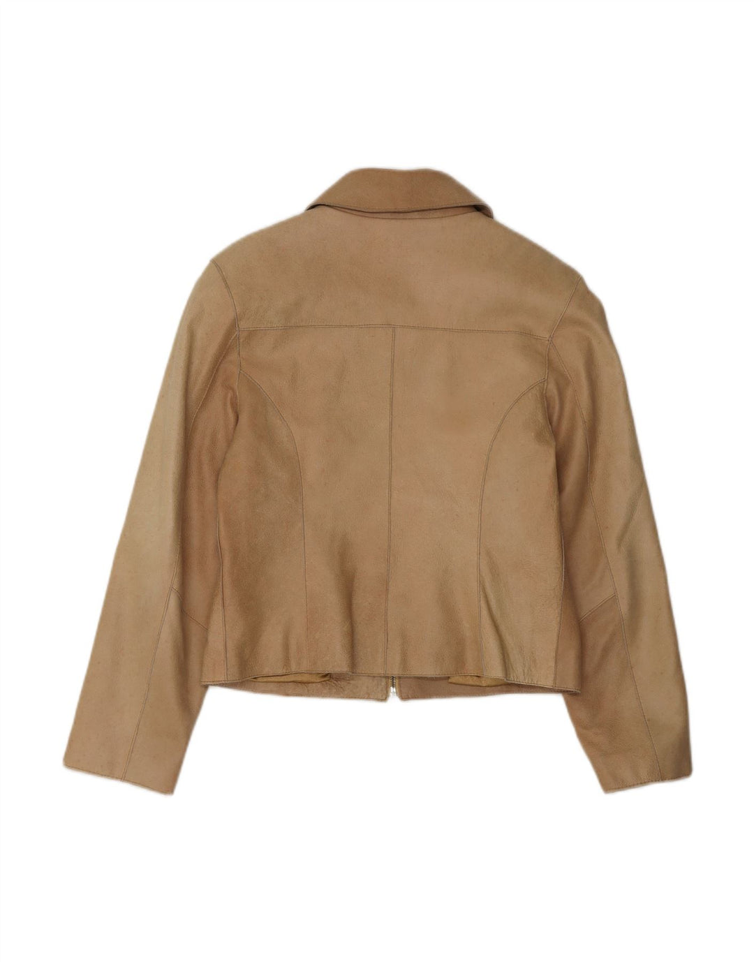 ZERIMAR Womens Crop Suede Jacket UK 12 Medium Beige