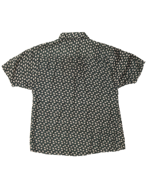 Vintage Ανδρικό κοντομάνικο πουκάμισο Μεγάλο πράσινο λουλουδάτο μετάξι