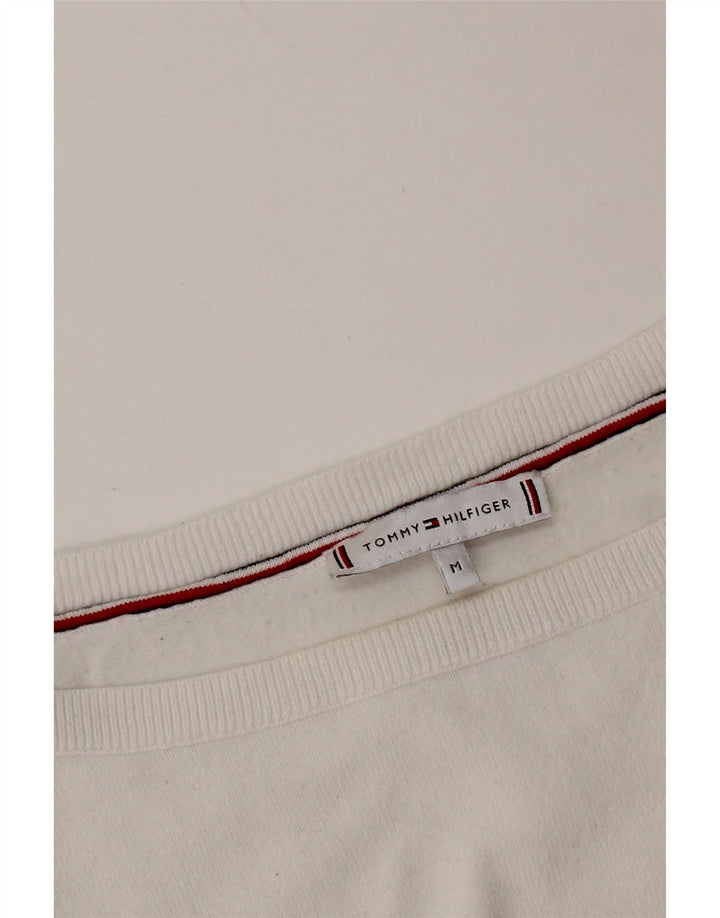 TOMMY HILFIGER Γυναικείο πουλόβερ με λαιμό βάρκα UK 14 Μεσαίο λευκό