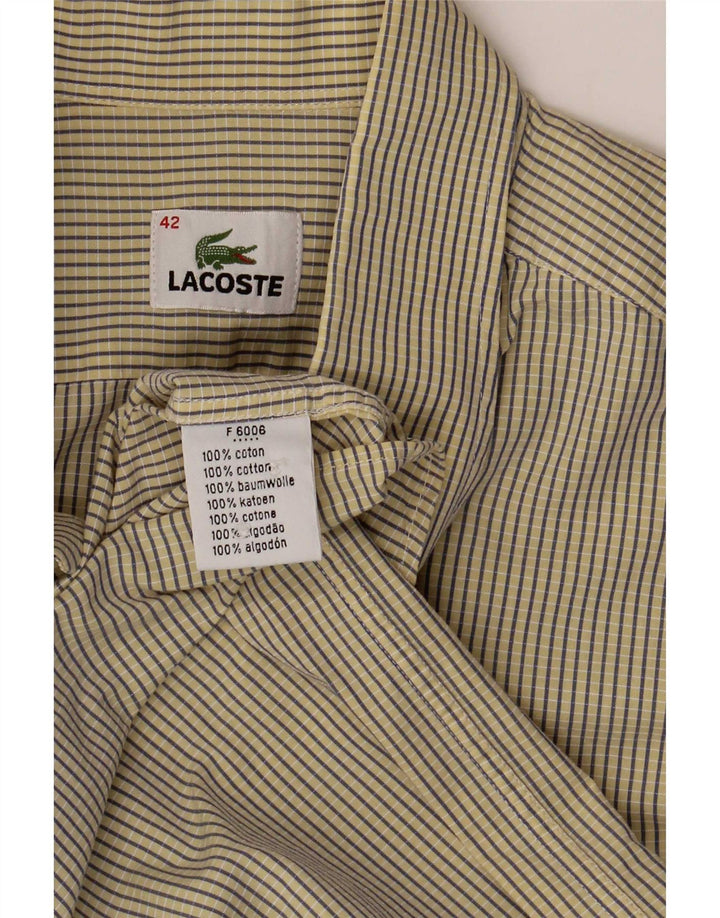 Ανδρικό κοντομάνικο πουκάμισο Lacoste Νούμερο 42 Μεγάλο Κίτρινο Βαμβακερό καρό