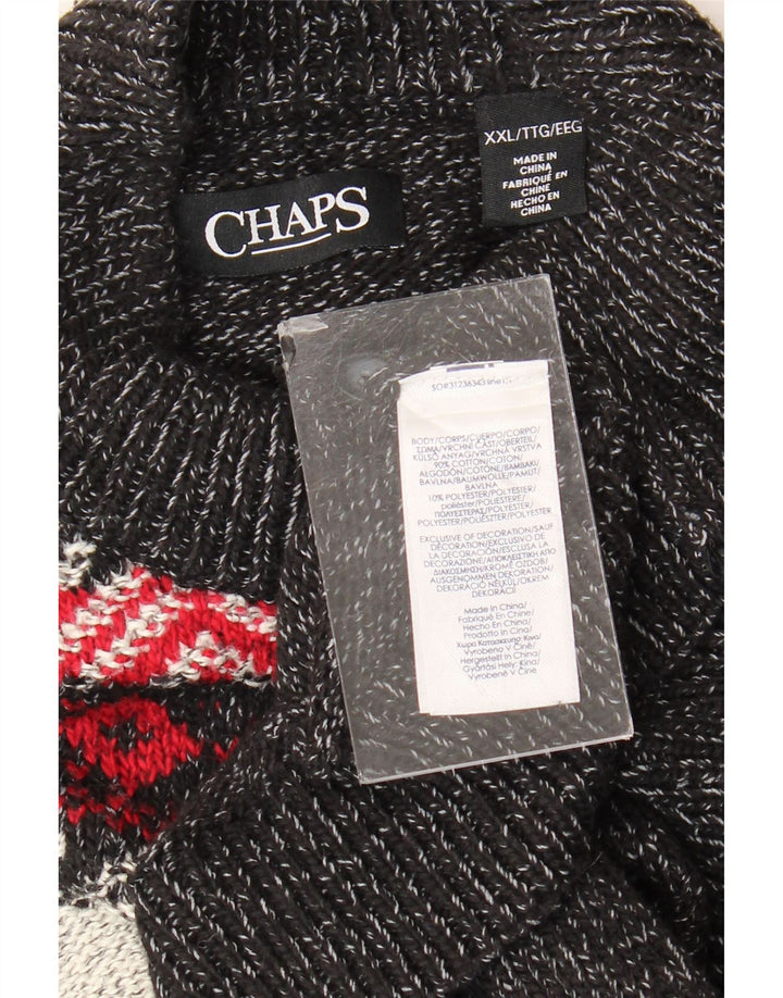 CHAPS Ανδρικό πουλόβερ με κουμπιά λαιμόκοψης 2XL Γκρι Fair Isle Cotton