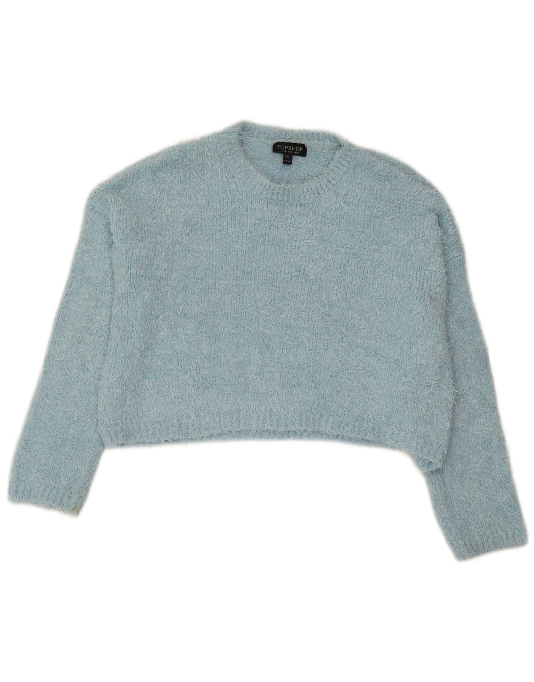 Topshop Γυναικείο πουλόβερ με λαιμόκοψη Crop Crop UK 12 Medium Blue Polyester