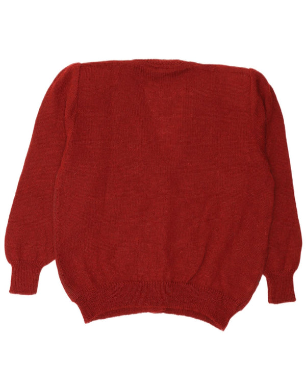 Vintage Γυναικεία Ζακέτα πουλόβερ IT 50 XL Μπορντό Floral Mohair