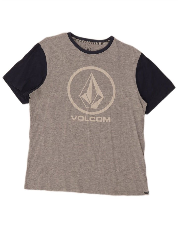 Ανδρικό γραφικό T-Shirt Volcom Top Large Grey Colourblock Βαμβακερό