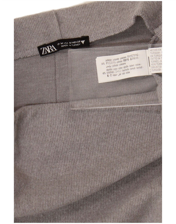 Zara Γυναικεία Ψηλόμεση Μίντι Φούστα Μεσαία W28 Γκρι Πολυεστέρας