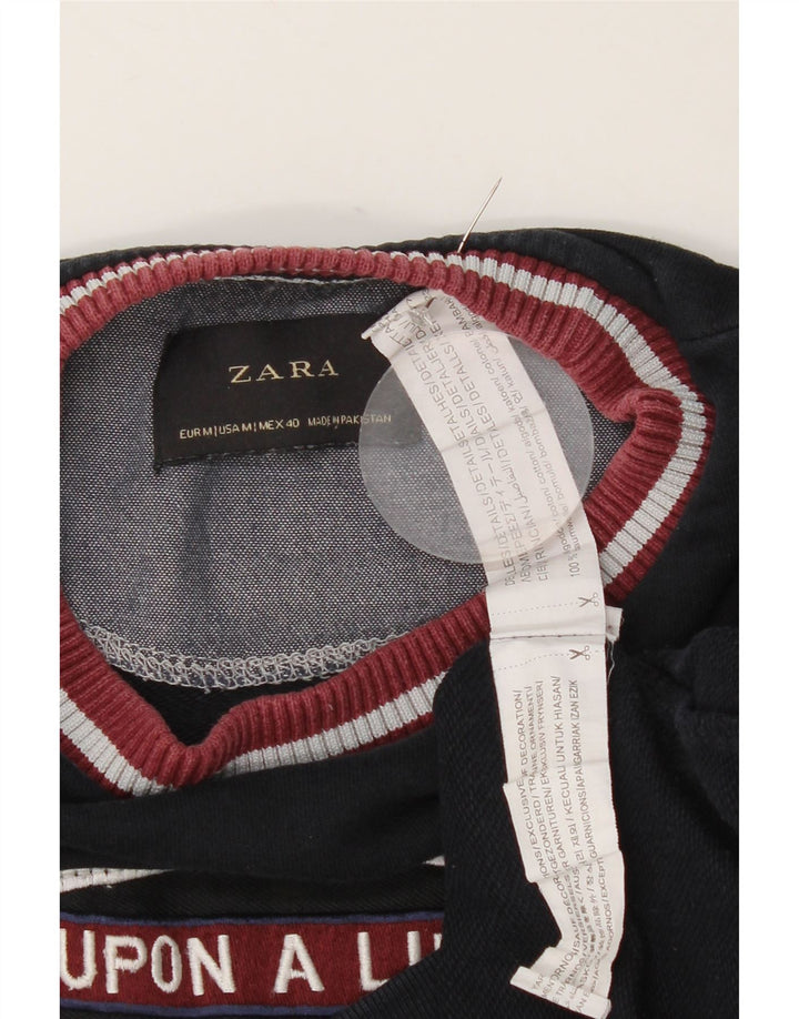 Ανδρικό γραφικό φούτερ Zara Jumper Medium Navy Blue βαμβακερό