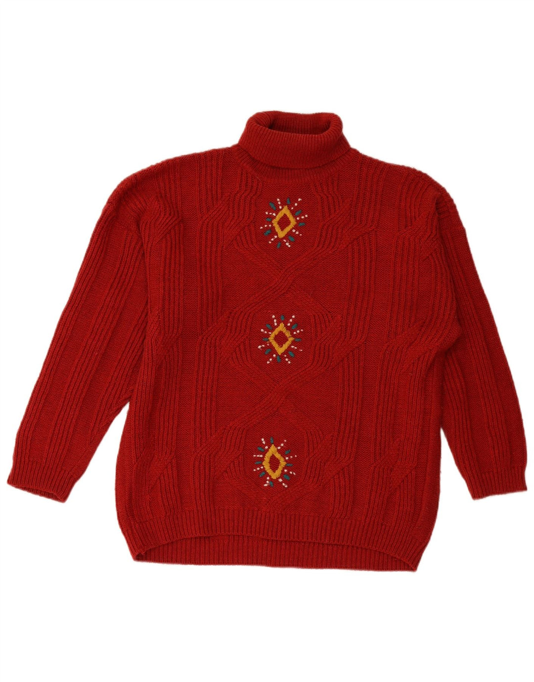 VINTAGE Γυναικείο πουλόβερ με ρολό λαιμόκοψη UK 18 XL Burgundy Fair Isle