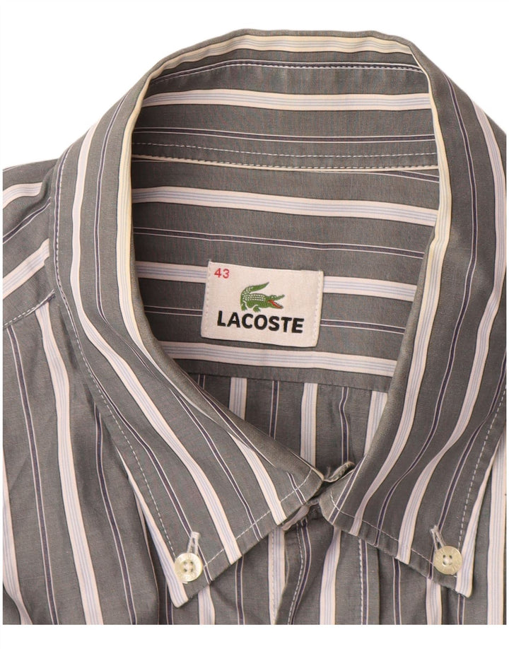 Ανδρικό πουκάμισο LACOSTE 43 Μεγάλο γκρι ριγέ βαμβακερό
