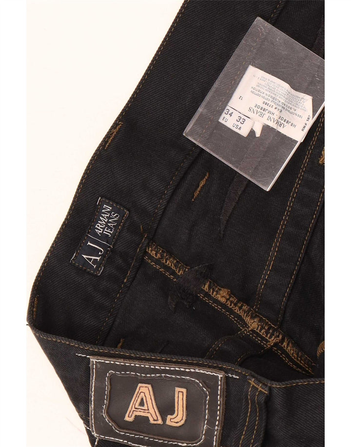 Ανδρικό τζιν Armani Distressed Straight W34 L34 Μαύρο βαμβακερό