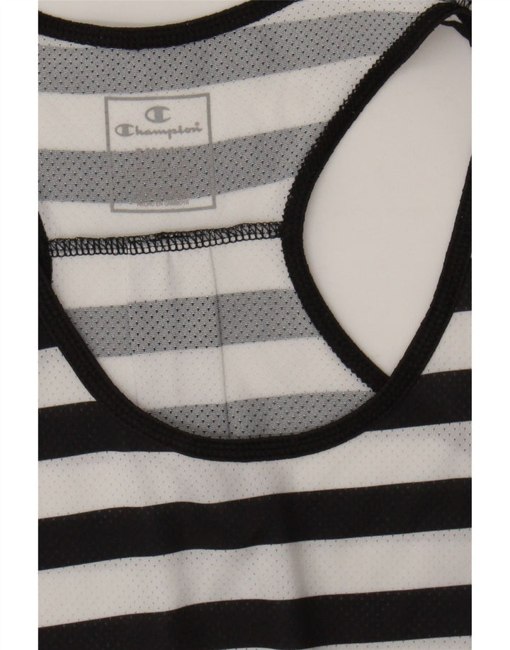CHAMPION Womens Vest Top UK 10 Small Black Striped