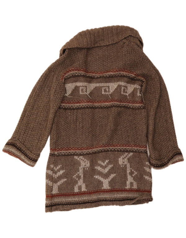 Trussardi Jeans Γυναικείο Longline Cardigan πουλόβερ UK 14 Medium Brown Aztec