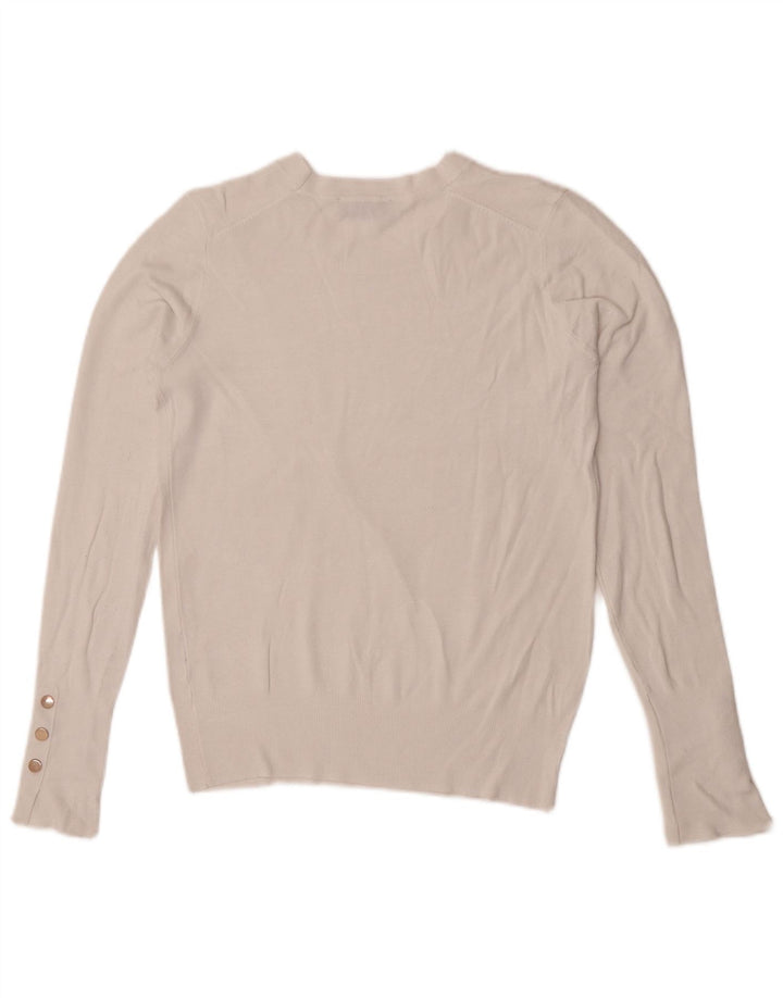 Zara Γυναικείο πουλόβερ με λαιμόκοψη UK 12 Medium White