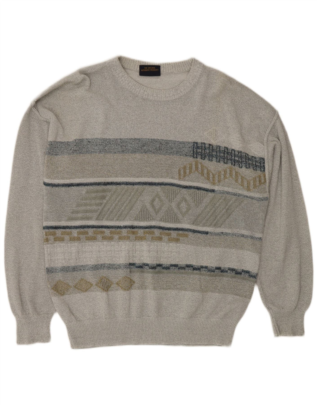 Ανδρικό πουλόβερ Greenfield Boat Neck Jumper Μεγάλο Γκρι γεωμετρικό