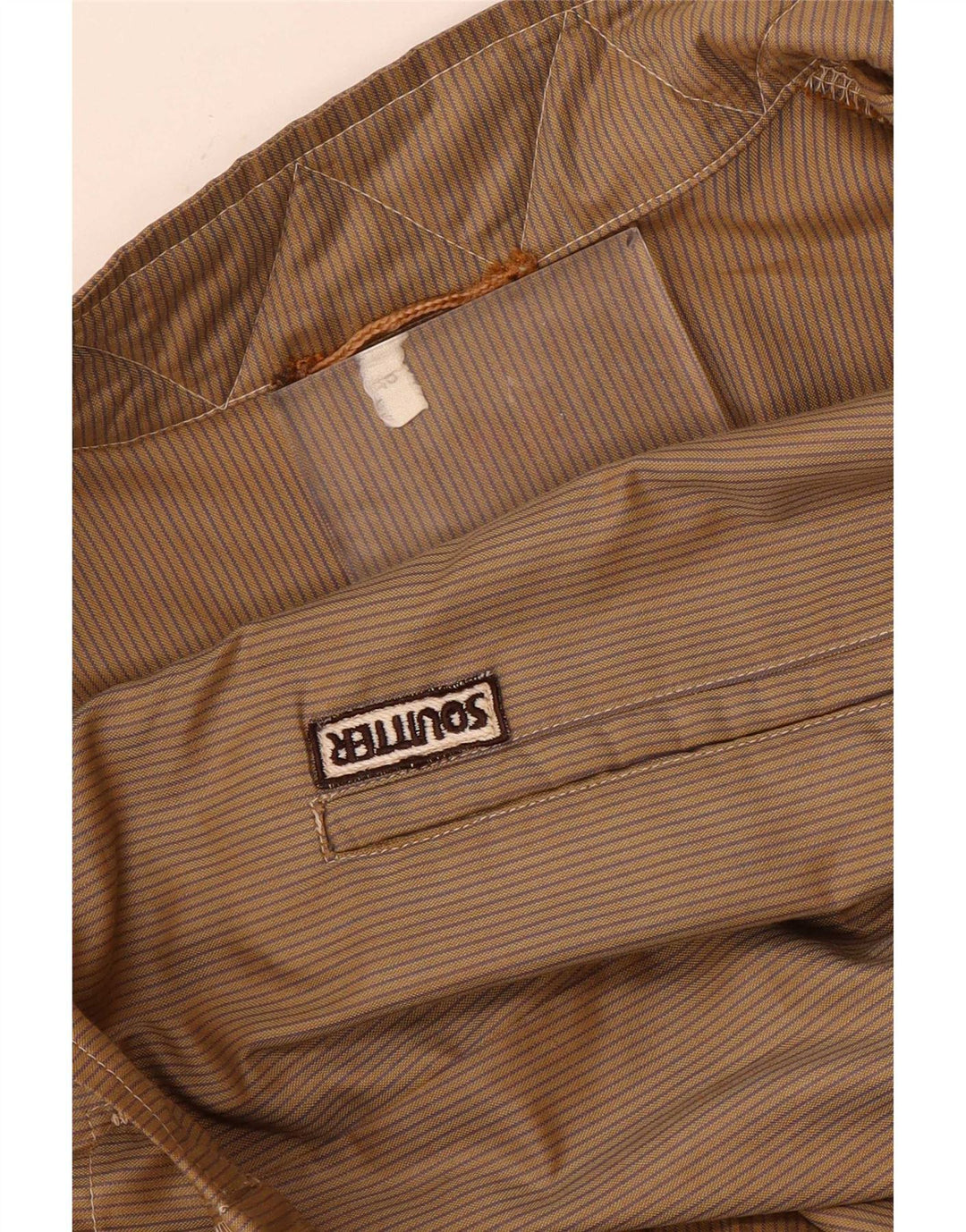 Southern Mens Utility Jacket IT 48 Medium Beige Pinstripe Polyester