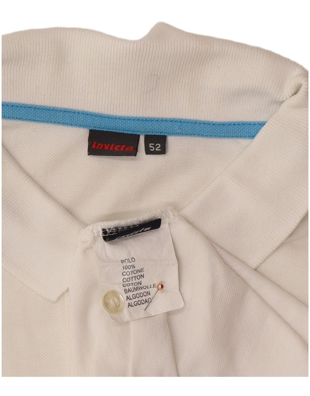 INVICTA Mens Polo Shirt IT 52 Large White Cotton