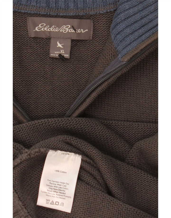 EDDIE BAUER Ανδρικό πουλόβερ με φερμουάρ XL Γκρι βαμβακερό