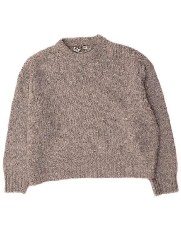 Zara γυναικείο πουλόβερ υπερμεγέθη Crew Neck Jumper UK 14 Medium Grey Acrylic
