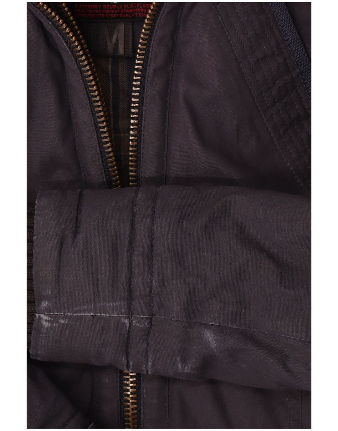 Superdry γυναικείο μπουφάν με κουκούλα αντιανεμικό UK 14 μεσαίο μπλε βαμβακερό