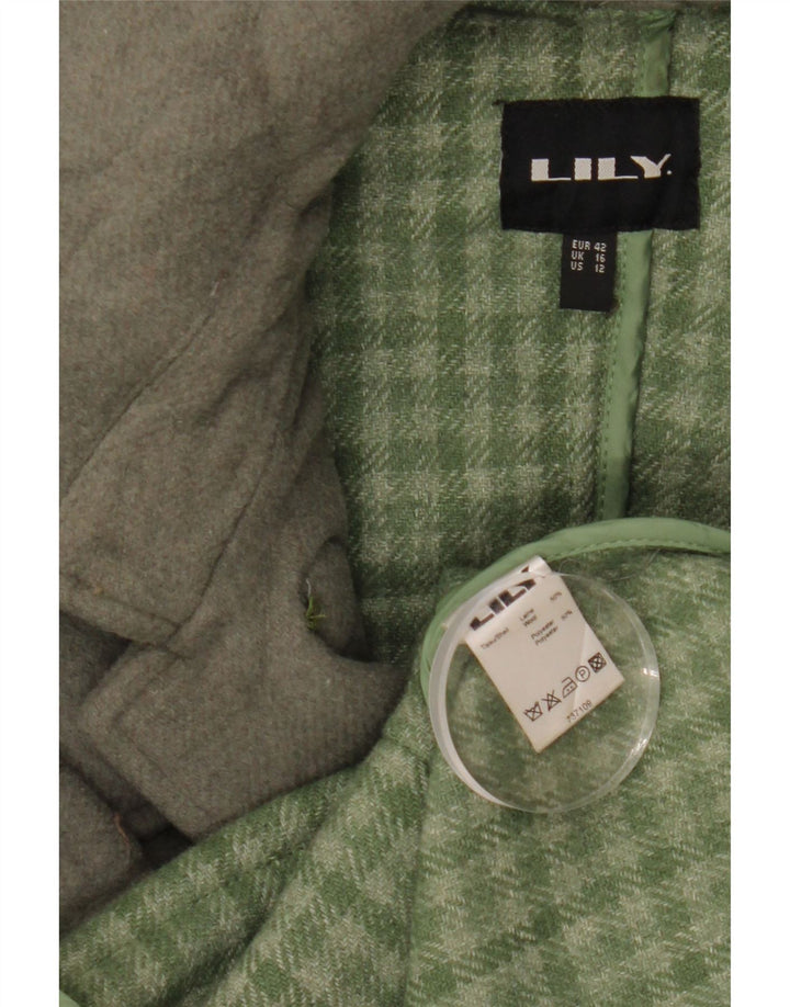 VINTAGE Γυναικείο παλτό Duffle με κουκούλα UK 16 Large Grey Wool