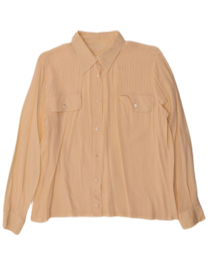 Vintage γυναικείο πουκάμισο μπλούζα UK 16 Large Beige