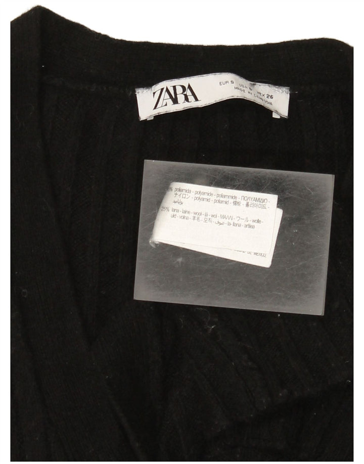 Zara Γυναικεία Ζακέτα πουλόβερ UK 10 Small Black Polyamide
