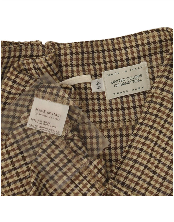 BENETTON Γυναικεία Midi Φούστα IT 44 Medium W28 Beige Check Wool