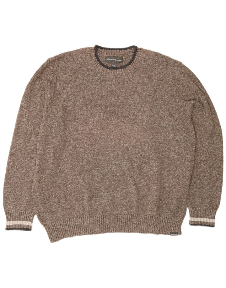 Eddie Bauer Ανδρικό πουλόβερ με λαιμόκοψη 2XL καφέ βαμβακερό