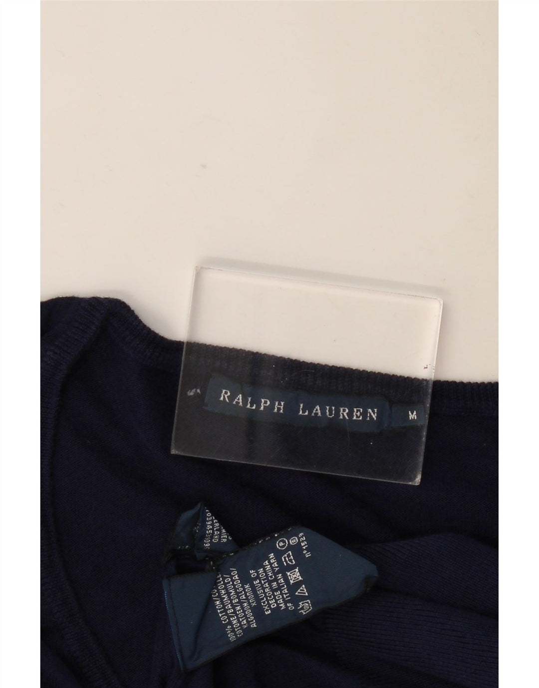 Γυναικείο πουλόβερ Ralph Lauren με V λαιμόκοψη UK 12 μεσαίο μπλε βαμβακερό