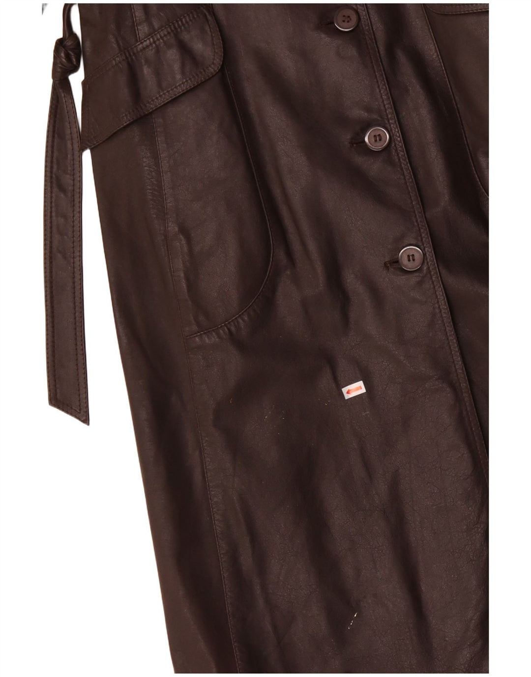 VINTAGE Γυναικείο Δερμάτινο Παλτό UK 12 Δερμάτινο Μεσαίο Καφέ