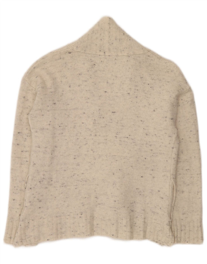 BARBOUR Γυναικείο ανοιχτό πουλόβερ ζακέτα UK 10 Small Off White Flecked Wool