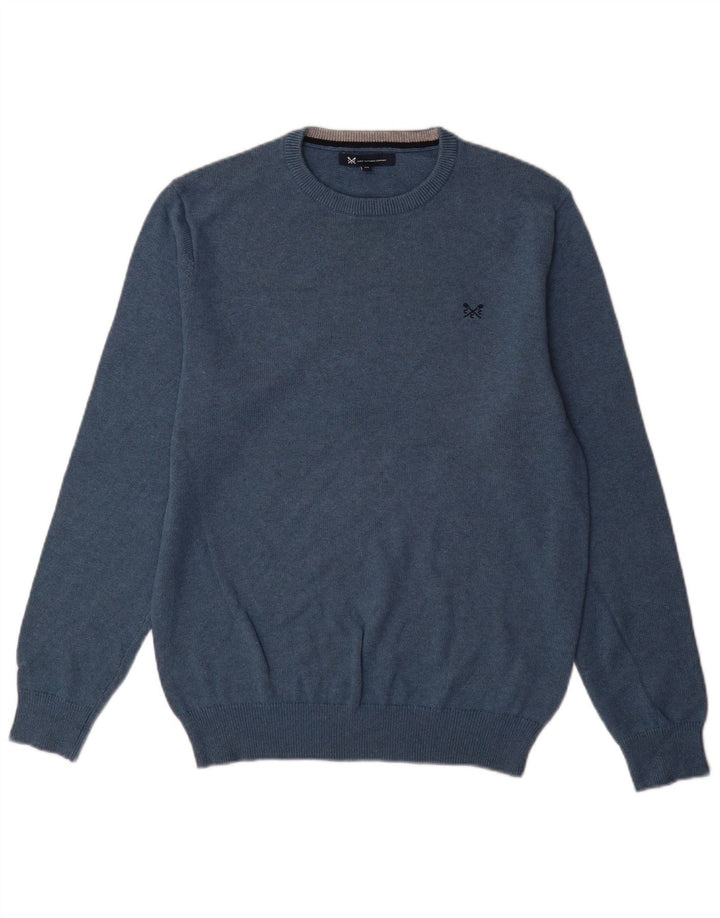 Crew Clothing Ανδρικό πουλόβερ με λαιμόκοψη μεσαίου μπλε βαμβακερό