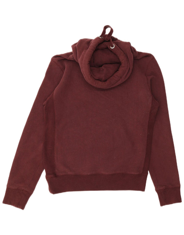 Superdry γυναικείο φούτερ με κουκούλα UK 12 μεσαίο βαμβακερό μπορντό
