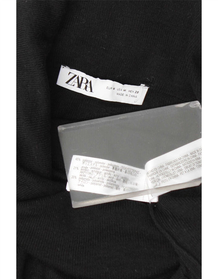 Zara Γυναικείο πουλόβερ με ρολό λαιμόκοψη UK 12 μεσαίο μαύρο πολυεστέρα