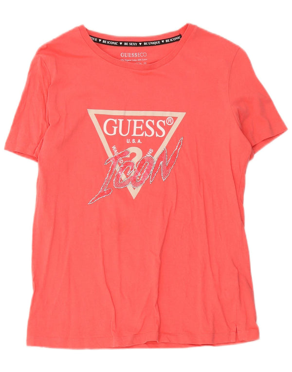 Γυναικείο γραφικό μπλουζάκι Guess Top UK 16 μεγάλο ροζ βαμβακερό