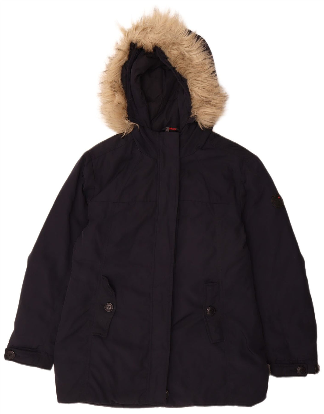 Mistral Γυναικείο παλτό με κουκούλα UK 16 Large Navy Blue Polyester