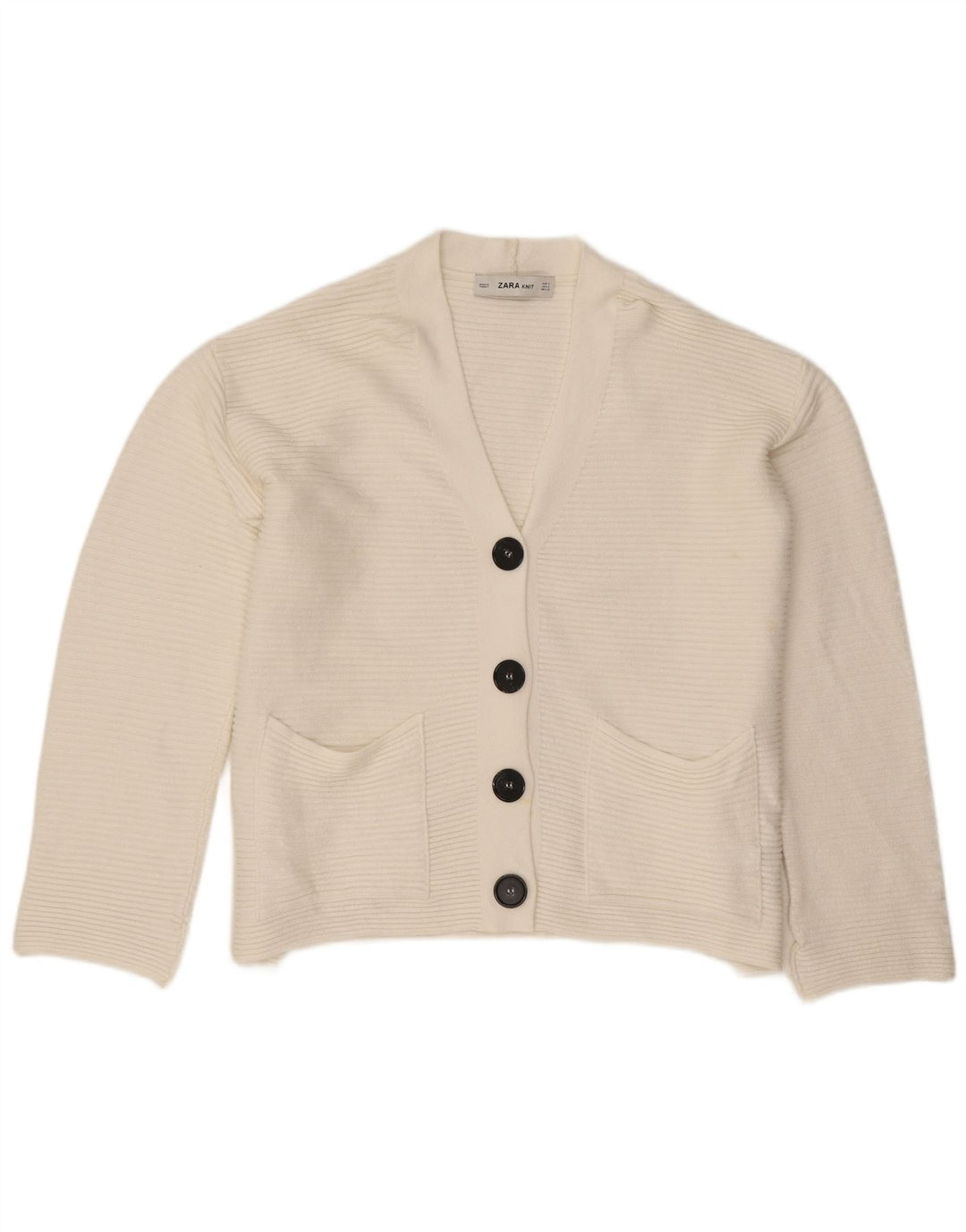 Zara Γυναικείο πουλόβερ ζακέτα oversized UK 10 Small White Viscose